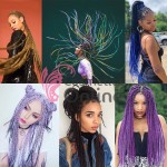 Coada de par afro impletita  Premium de 60 cm ombre, set 12 bucati Brunet cu Rosu 2Z1#